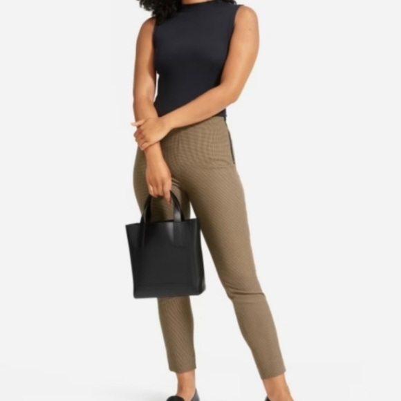 Everlane Pants - Everlane Side Zip Button Closure Pull On Stretch Coco Plaid Ankle Crop Pant 00